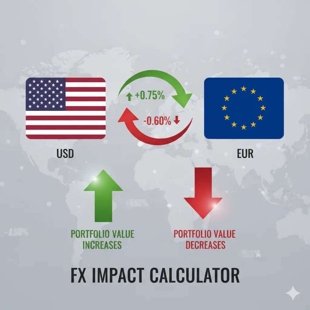 FX impact calculator — currency risk and exchange rate movements on international portfolio returns