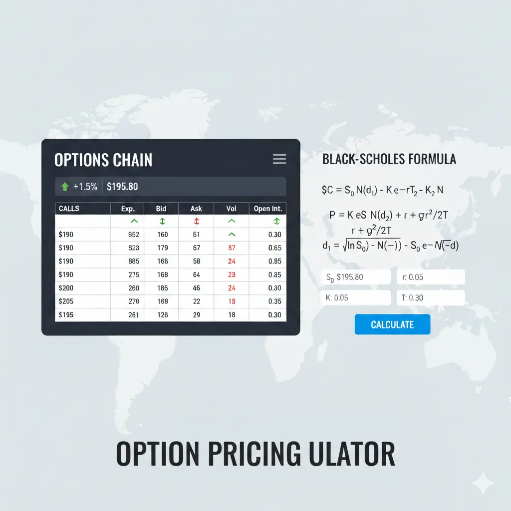 Option pricing calculator — Black-Scholes model for pricing call and put options with Greeks